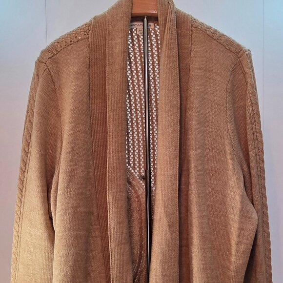 NWOT - Notations Open Front Cardigan, 2X, Tan Cable Knit Sweater, Never Worn - Picture 1 of 10